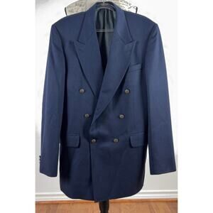 Vintage Oscar Dela‎ Renta Double Breasted Suit Jacket Blazer Men 42 XL Preppy